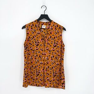 Cabi 3792 Prowl Blouse Sleeveless in Sunset Leopard Print Small